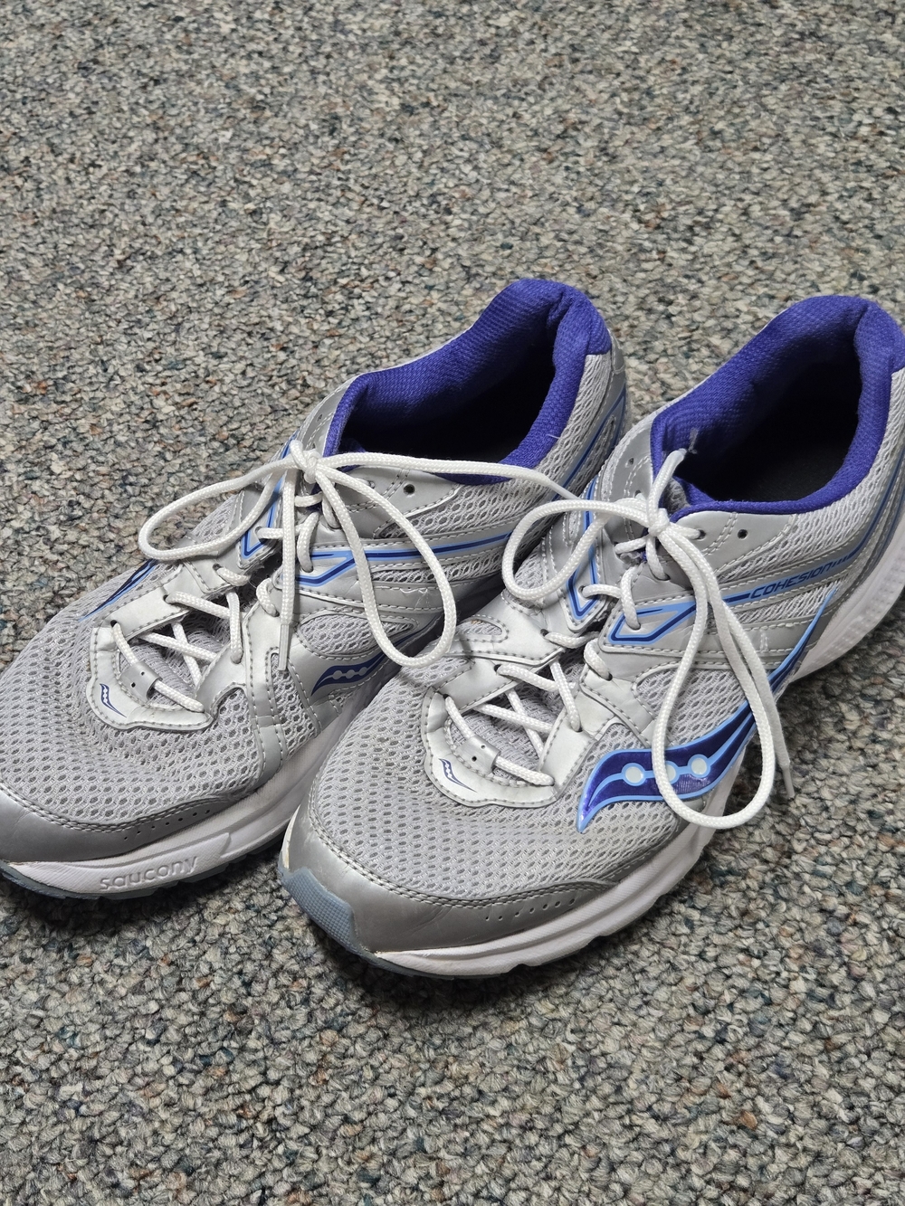 Saucony Cohesion Athletic Sneakers Silver Blue Purple White Women's Size 11